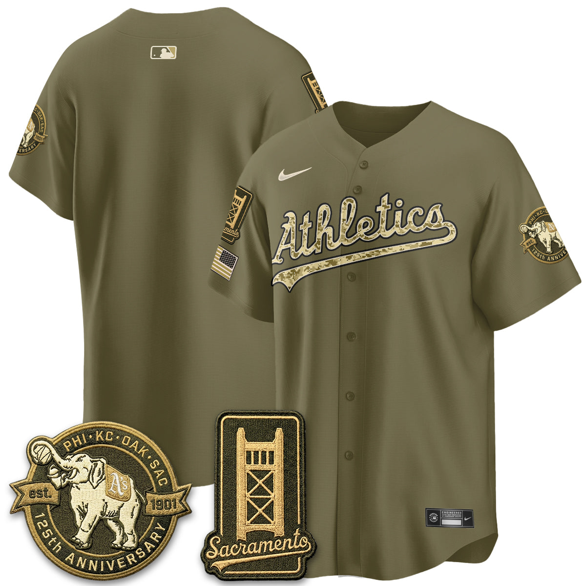 OAK Military Appreciation Game Day Jersey - Stitched
