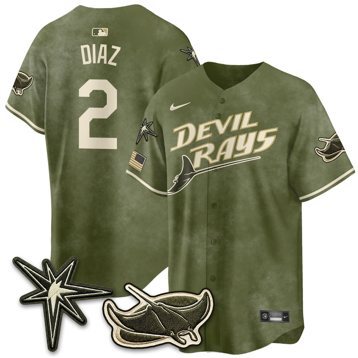 TB New Era Olive 2026 Armed Forces Day Jersey - Stitched