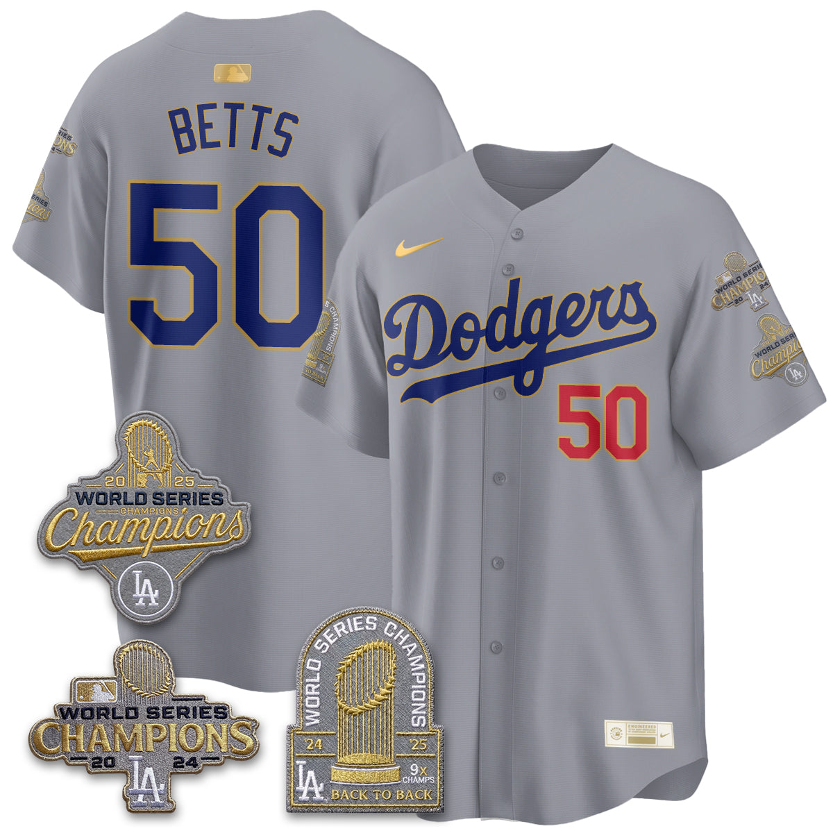 LAD Gold Collection Stadium Vapor Limited Jersey - Back to Back 9x Champs - Stitched