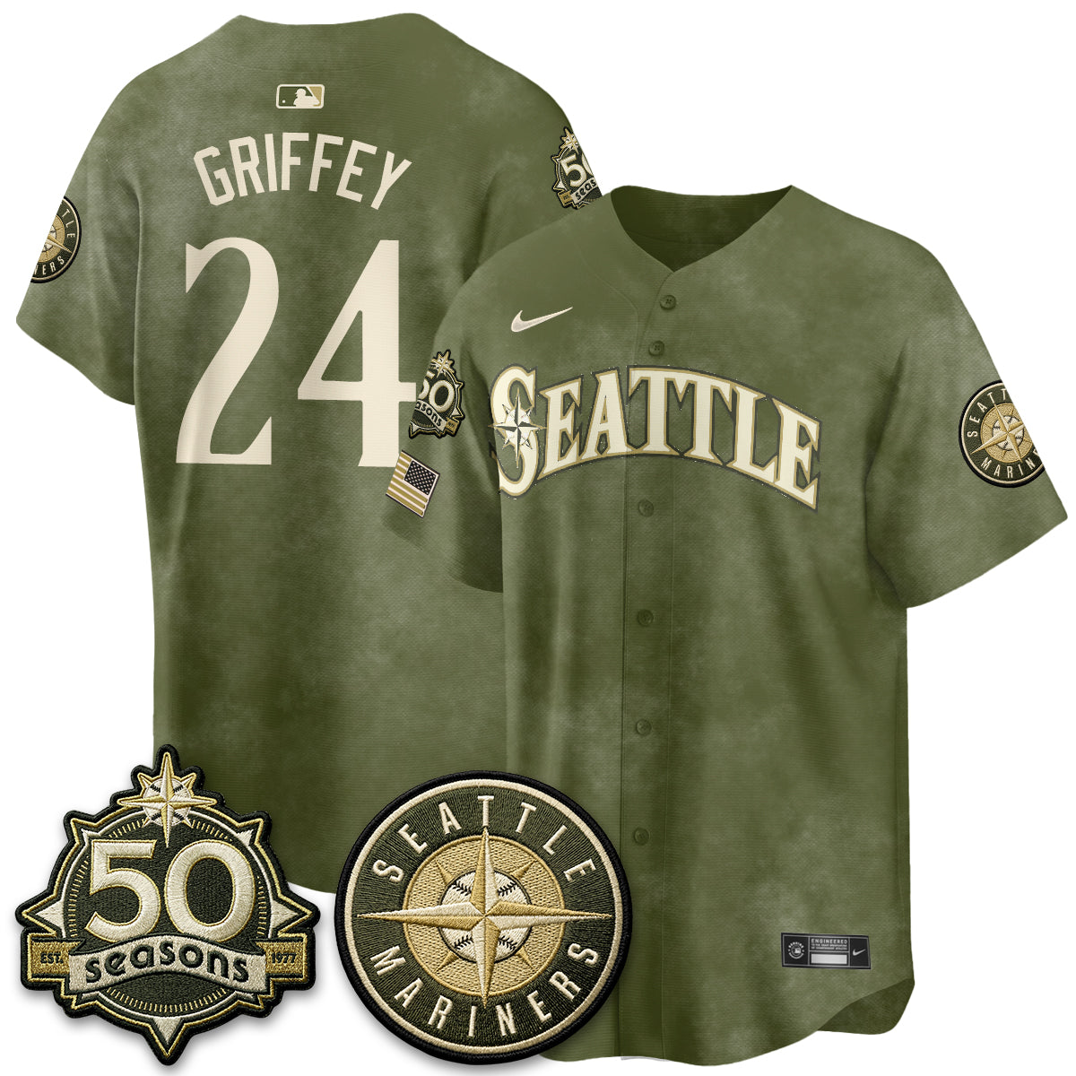 SEA New Era Olive 2026 Armed Forces Day Jersey - Stitched