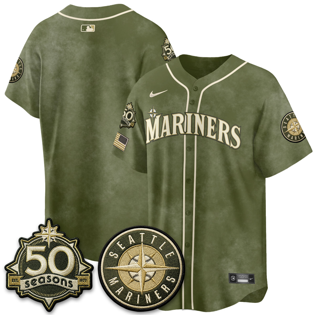 SEA New Era Olive 2026 Armed Forces Day Jersey - Stitched