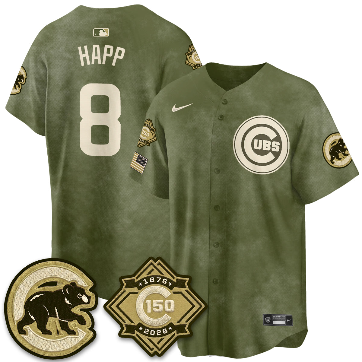 CHC New Era Olive 2026 Armed Forces Day Jersey -All Stitched