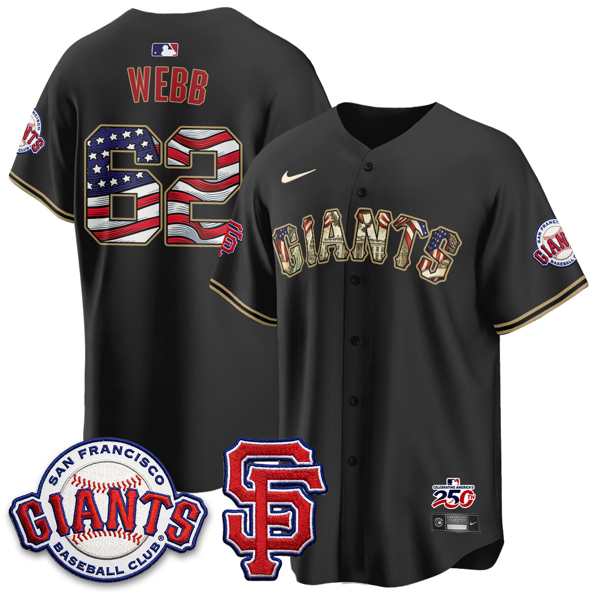 San Francisco Giants2026 Independence Day USA Jersey - Stitched