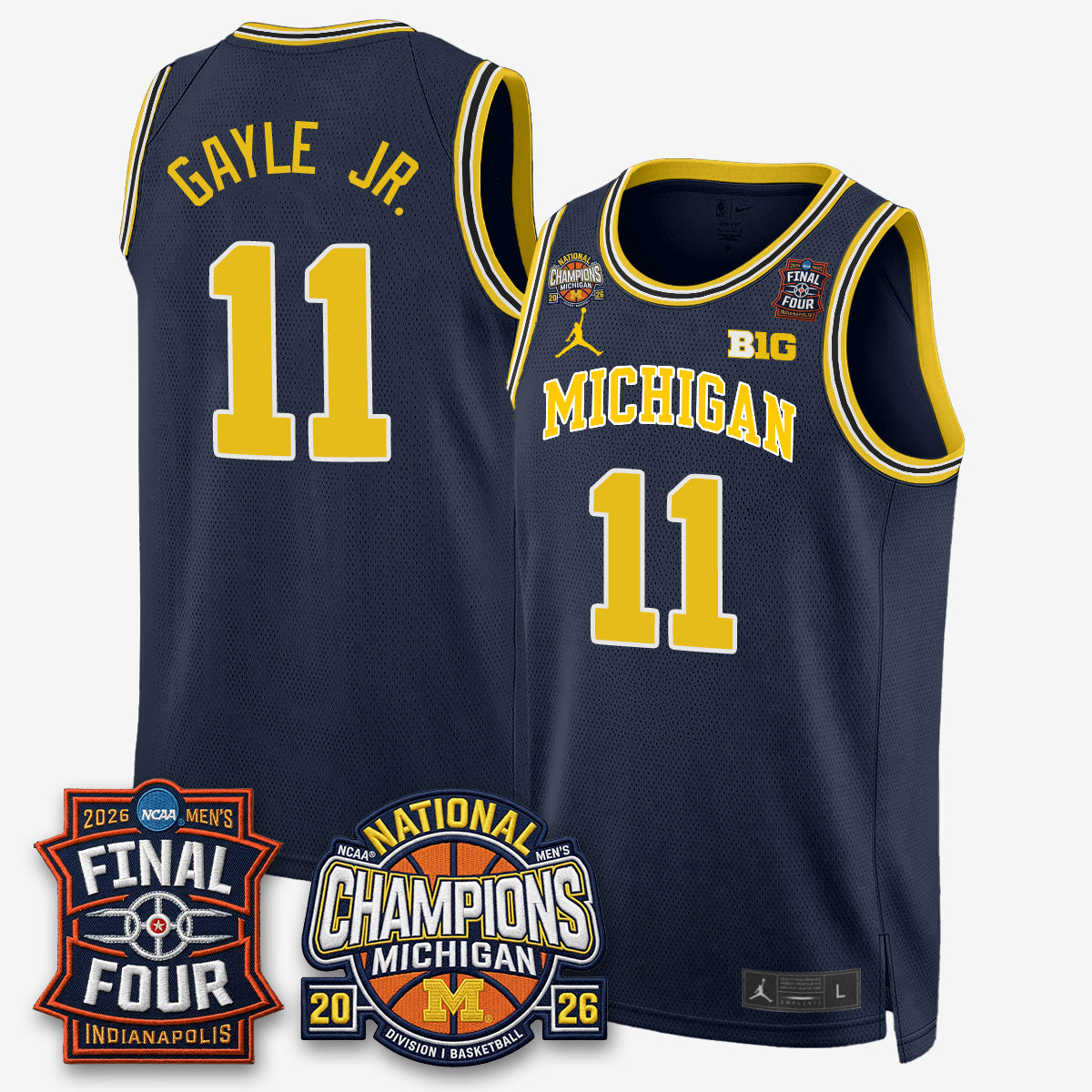 MICH Men's Basketball National Champions Big Text Limited Vapor Jersey - All Stitched