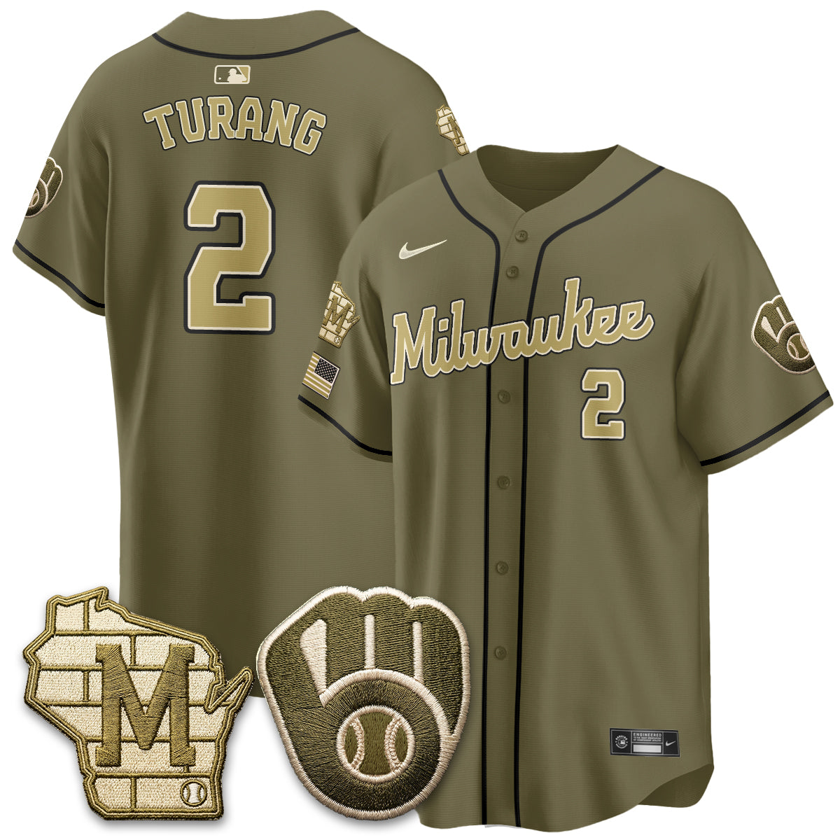 MIL New Era Olive 2026 Armed Forces Day Jersey - Stitched
