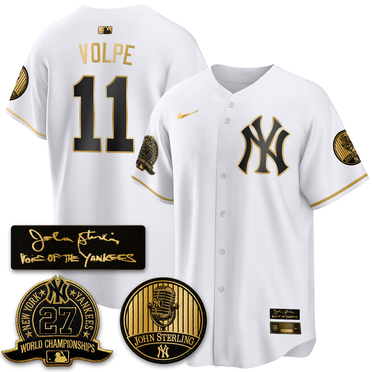 NYY John Sterling Tribute Patch Vapor Premier Limited Jersey - Stitched