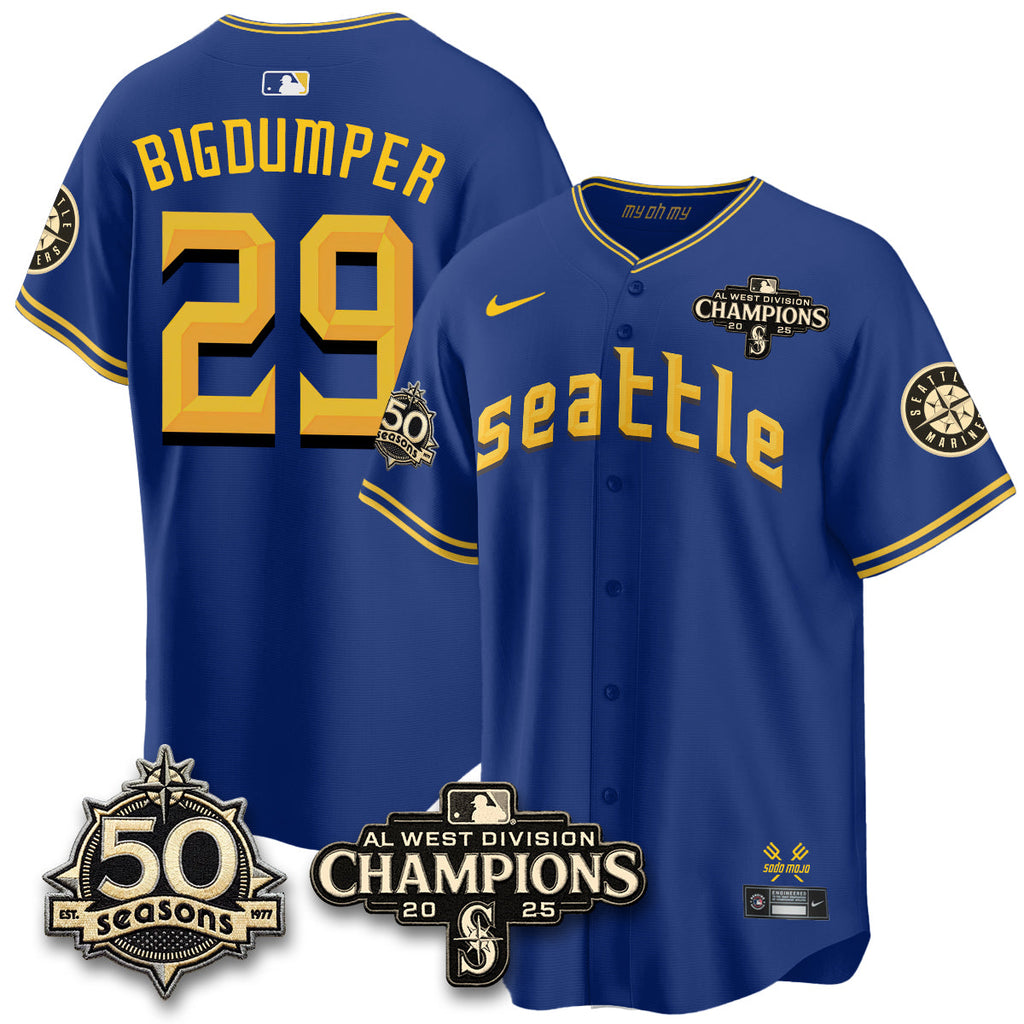 SEA Limited Throwback Cream Jersey - 50th Anniversary & AL West Division Champions - Stitched
