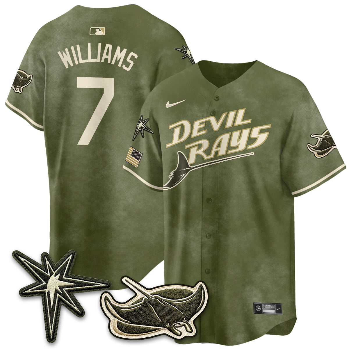 TB New Era Olive 2026 Armed Forces Day Jersey - Stitched