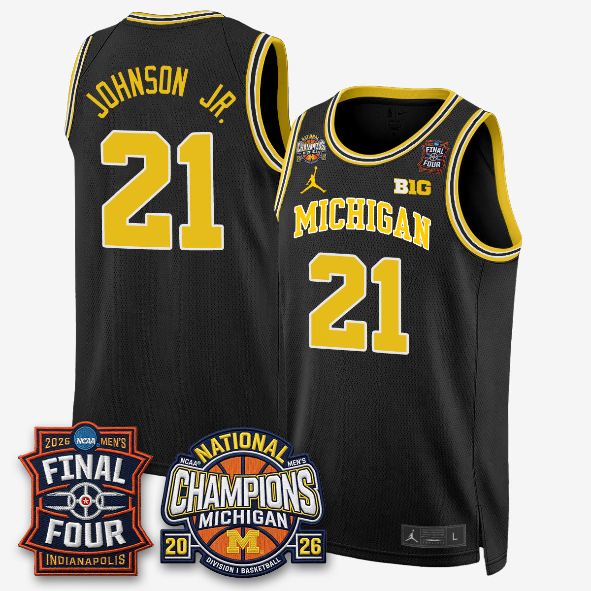 MICH Men's Basketball National Champions Big Text Limited Vapor Jersey - All Stitched