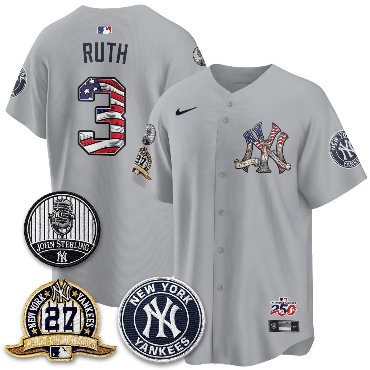 NYY Independence Day USA Vapor Limited Jersey - Stitched