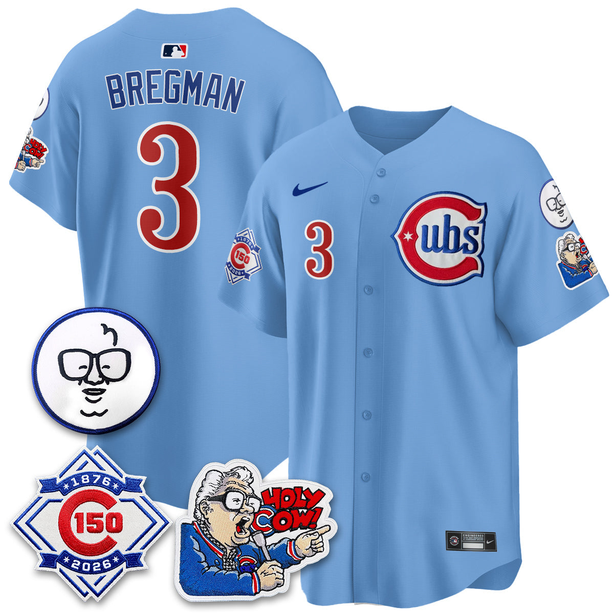 CHC 150th Anniversary Harry Caray Holy Cow Limited Blue Jersey - Stitched V2