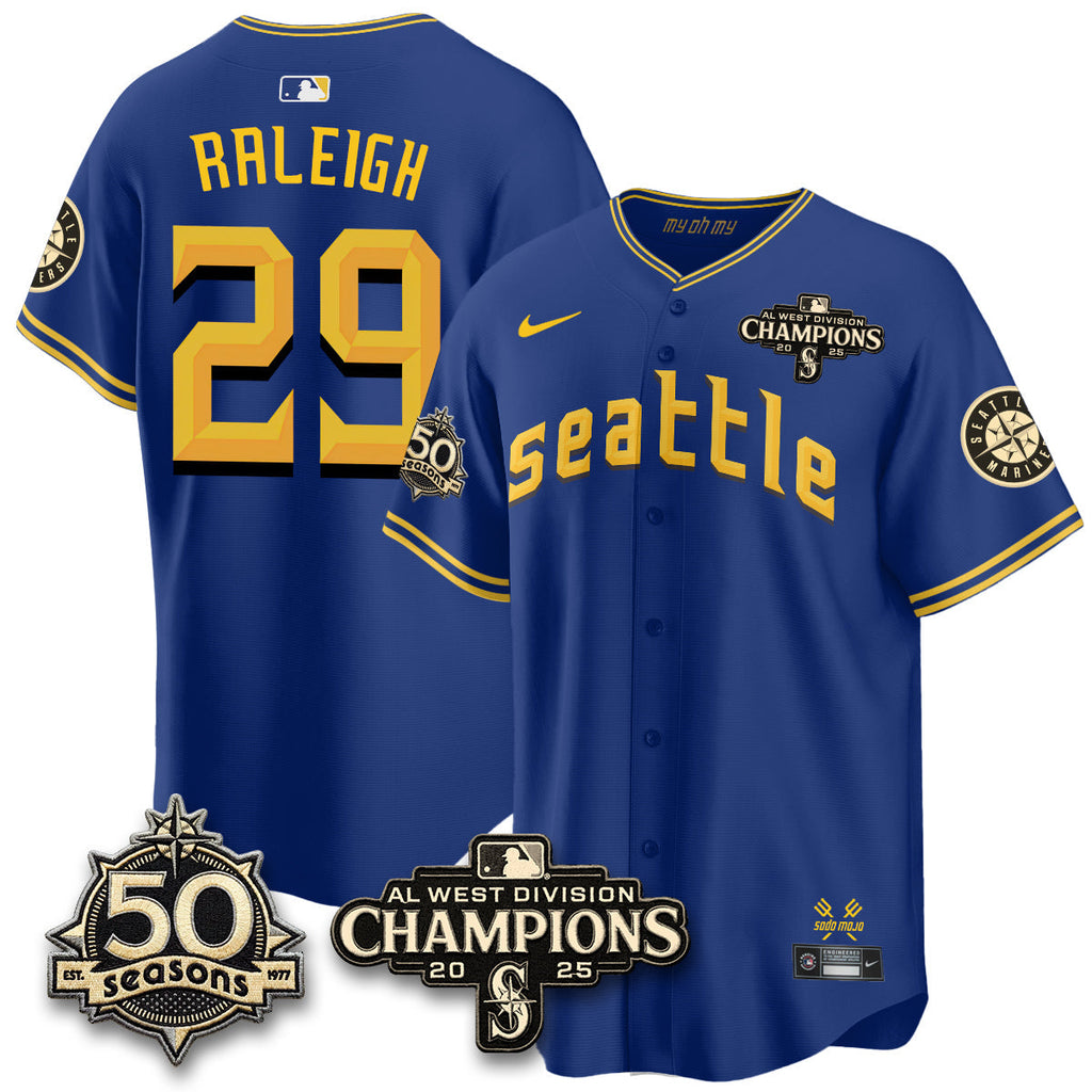 SEA Limited Throwback Cream Jersey - 50th Anniversary & AL West Division Champions - Stitched