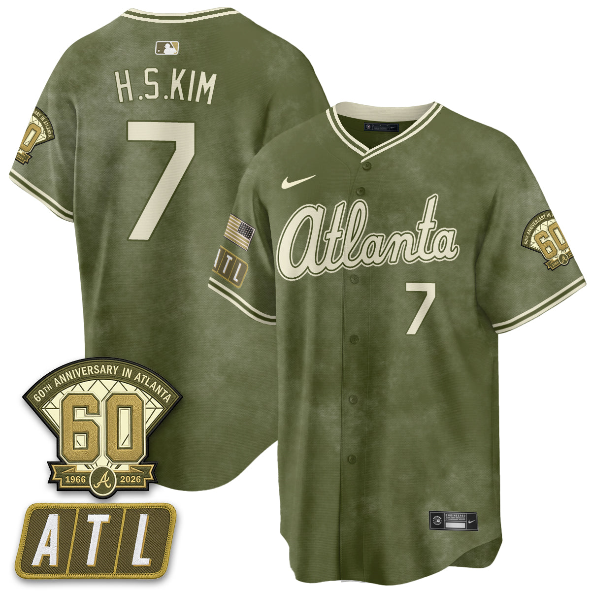 ATL New Era Olive 2026 Armed Forces Day Vapor Limited Jersey - Stitched