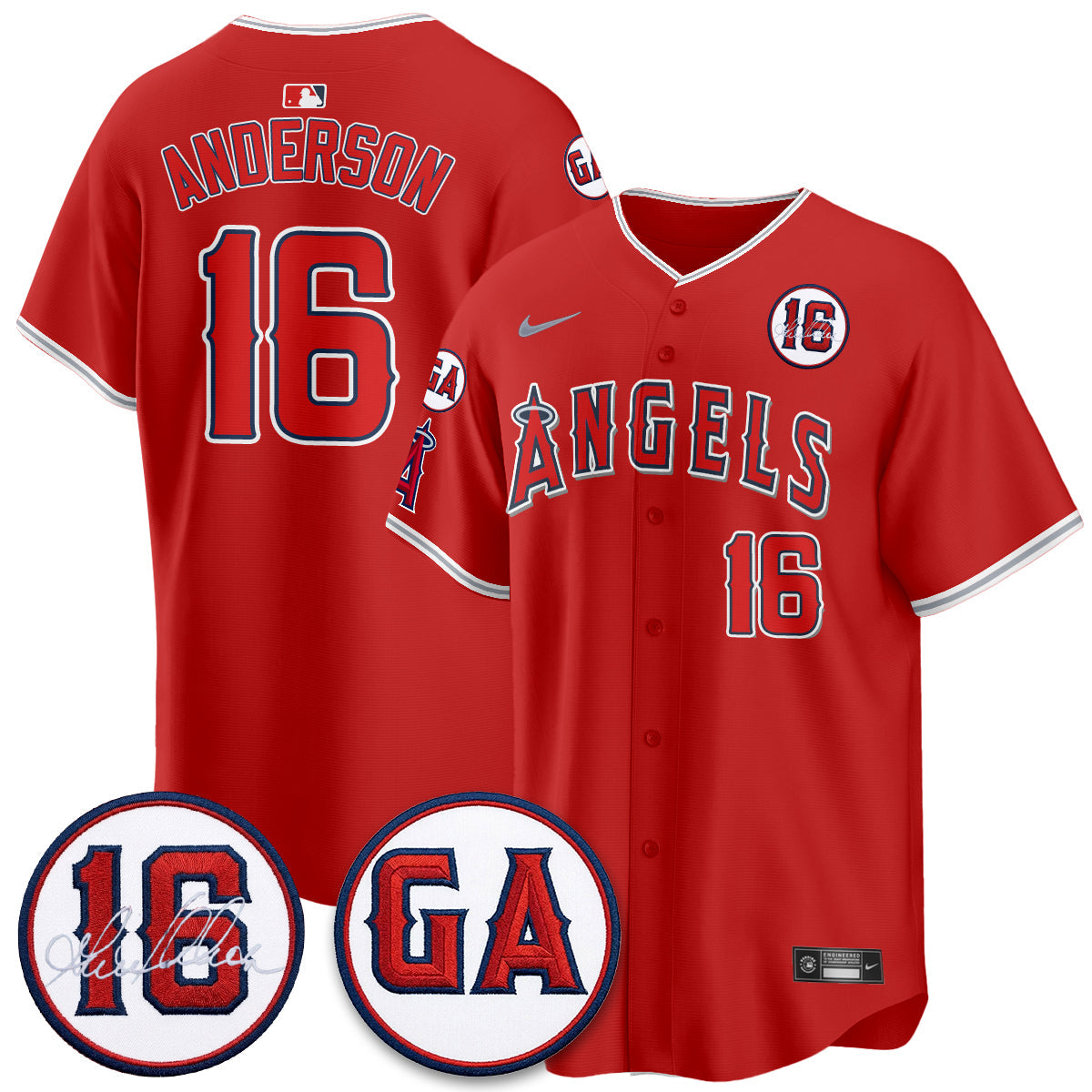 LAA Garret Anderson Tribute Patch Vapor Premier Limited Jersey - All Stitched