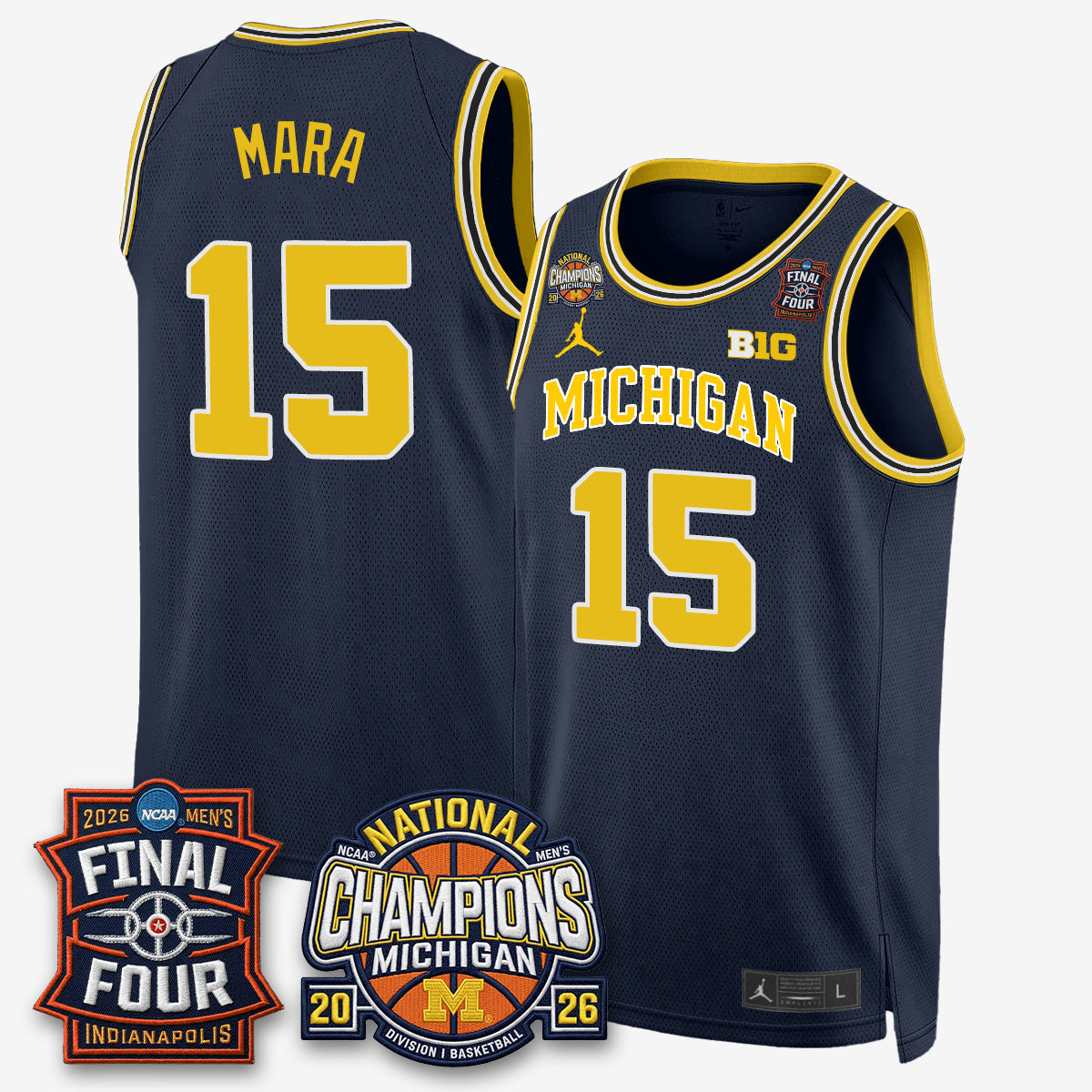 MICH Men's Basketball National Champions Big Text Limited Vapor Jersey - All Stitched