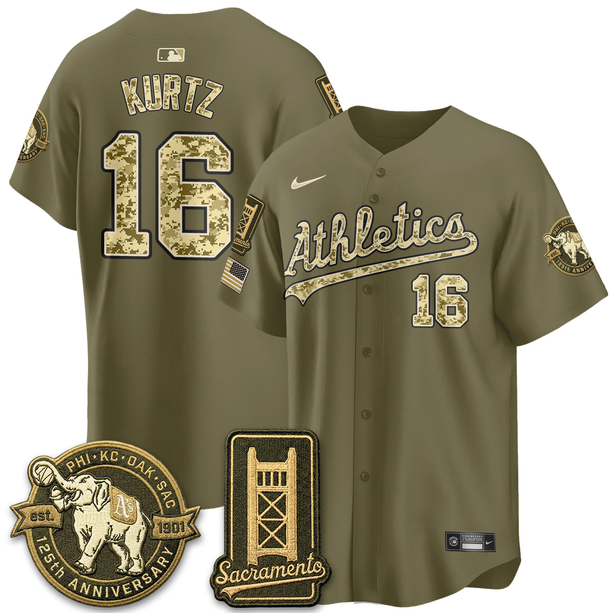 OAK Military Appreciation Game Day Jersey - Stitched