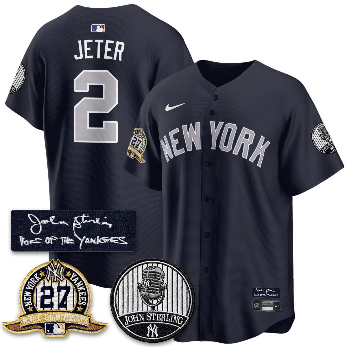 NYY John Sterling Tribute Patch Vapor Premier Limited Jersey - Stitched