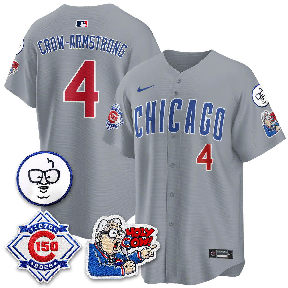 CHC 150th Anniversary Harry Caray Holy Cow Limited Navy Jersey - Stitched V2
