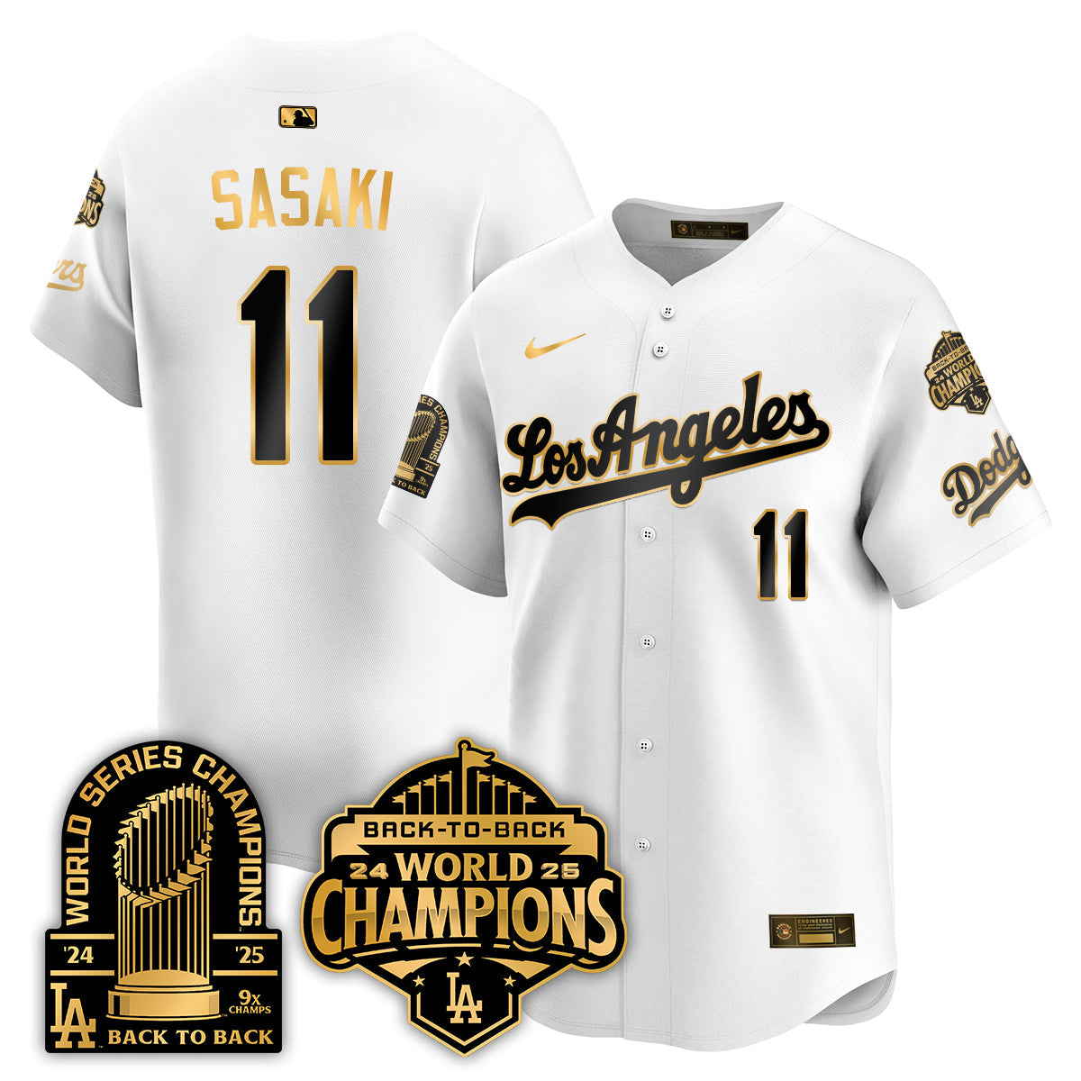 LAD Gold Collection Limited Gold Jersey - 9x & B2B Champs - Stitched