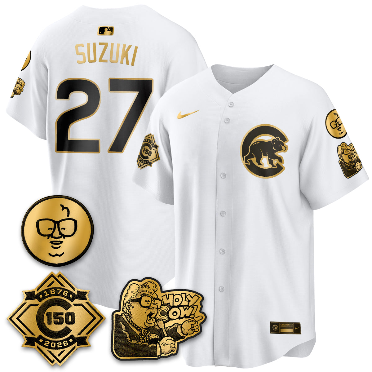 CHC 150th Anniversary Harry Caray Holy Cow Vapor Premier Limited Jersey - Stitched V3