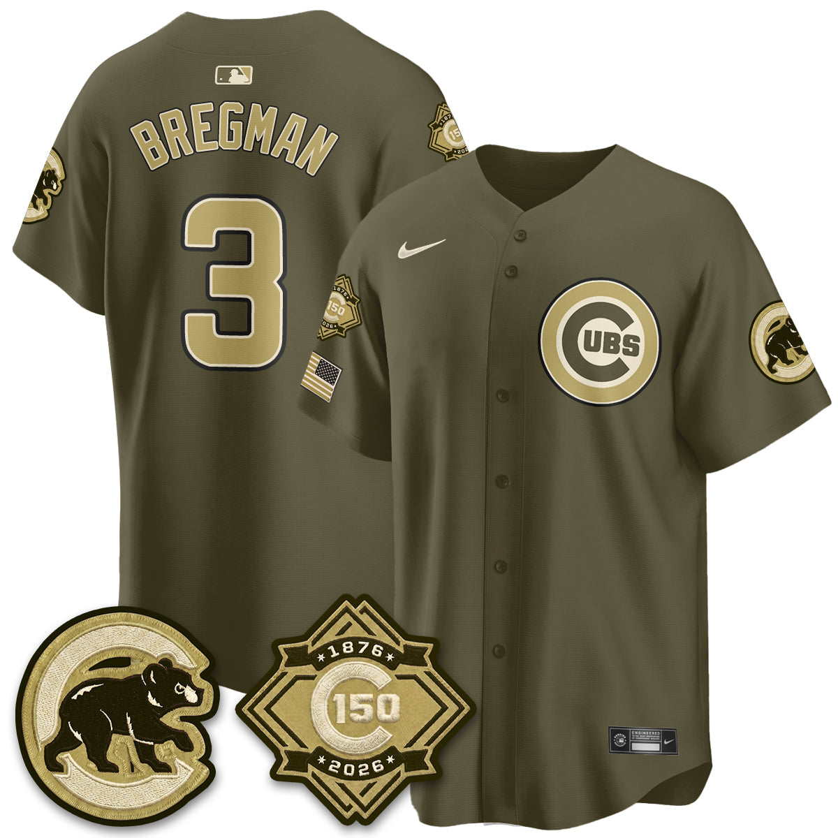 CHC New Era Olive 2026 Armed Forces Day Jersey -Stitched