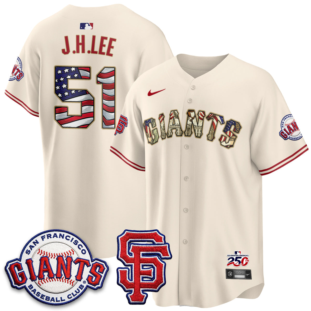 San Francisco Giants2026 Independence Day USA Jersey - All Stitched