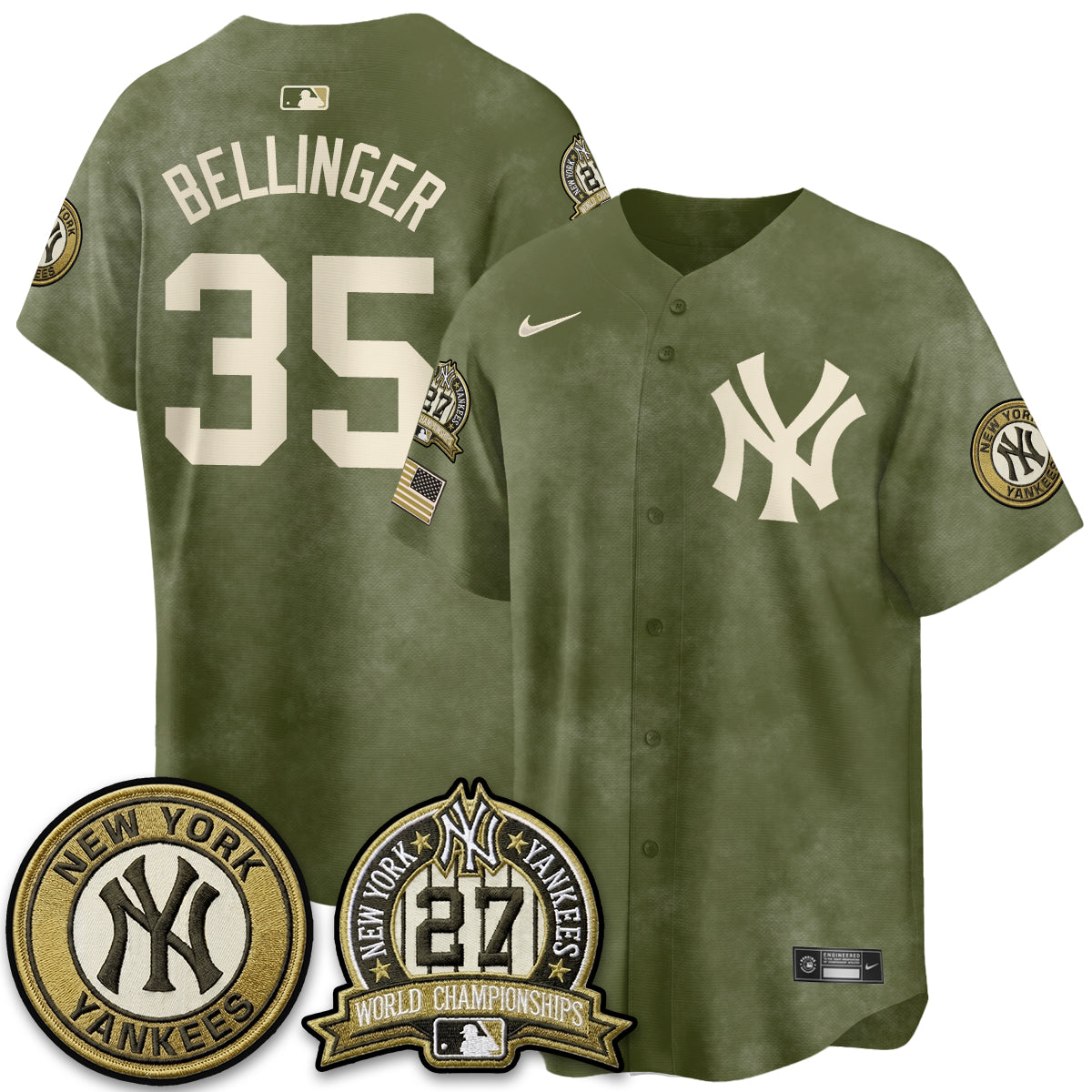 NYY New Era Olive 2026 Armed Forces Day Jersey -Stitched