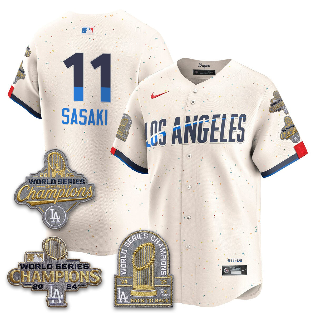 LAD Gold Collection Stadium Vapor Limited Jersey - Back to Back 9x Champs - Stitched