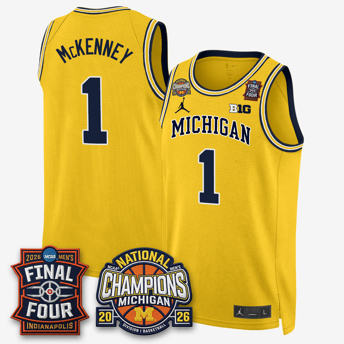 MICH Men's Basketball National Champions Big Text Limited Vapor Jersey - All Stitched