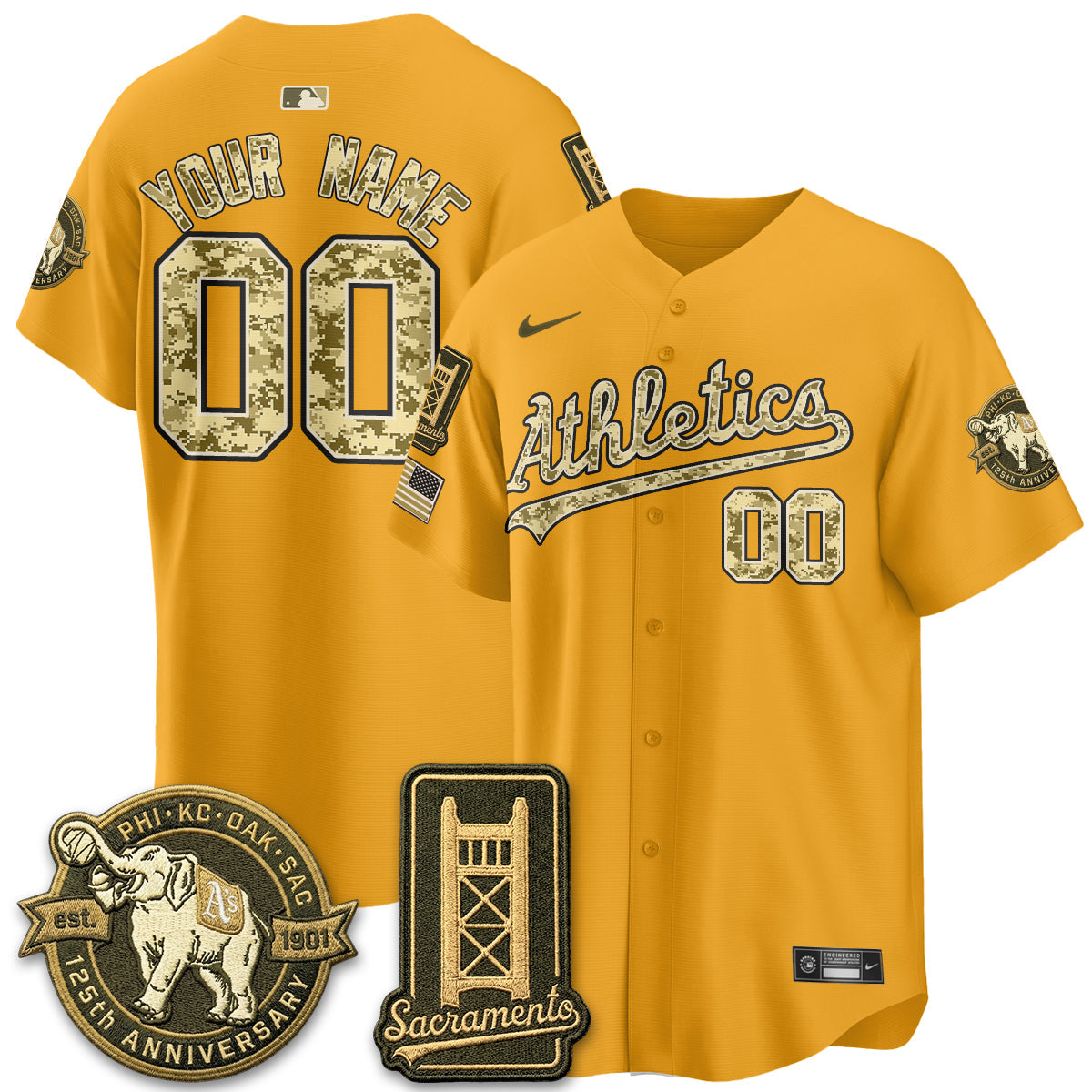 OAK Military Appreciation Game Day Custom Jersey - Stitched