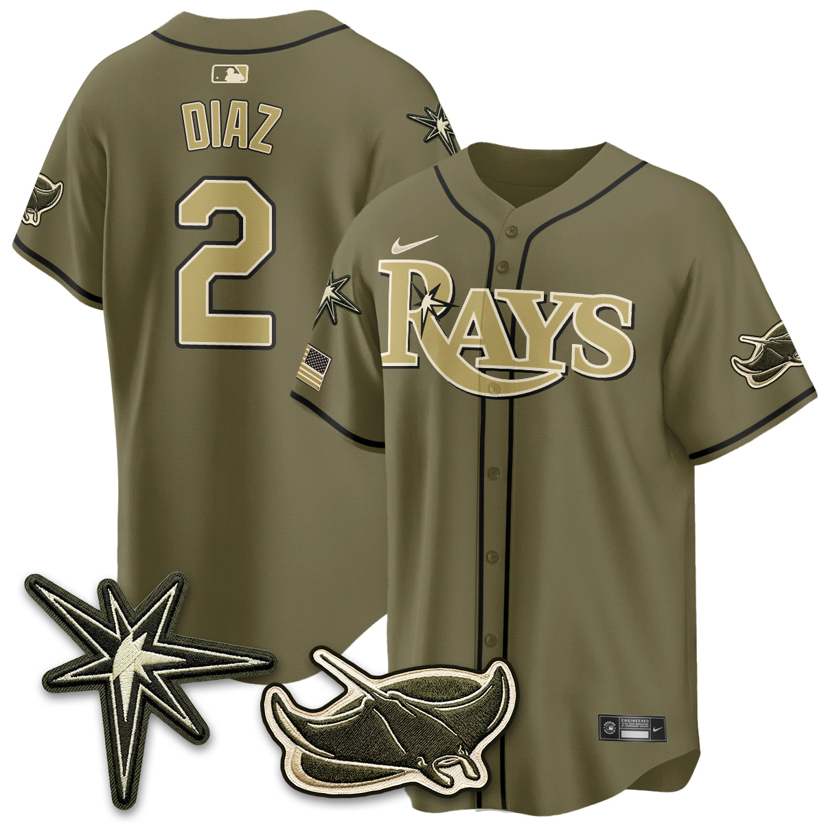 TB New Era Olive 2026 Armed Forces Day Jersey - Stitched