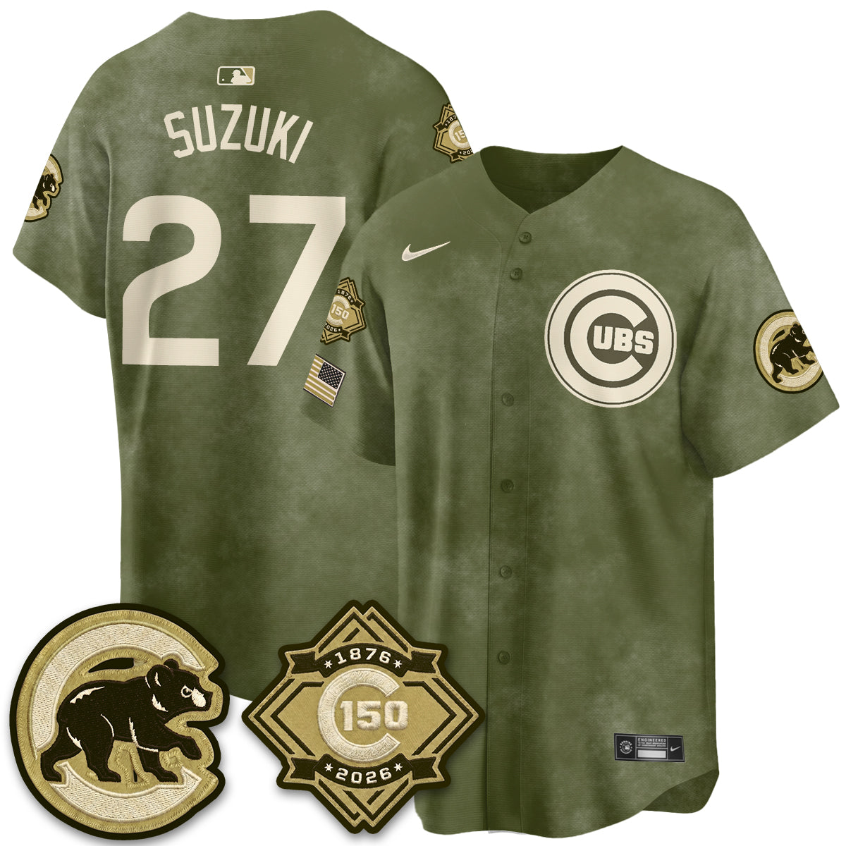 CHC New Era Olive 2026 Armed Forces Day Jersey -All Stitched