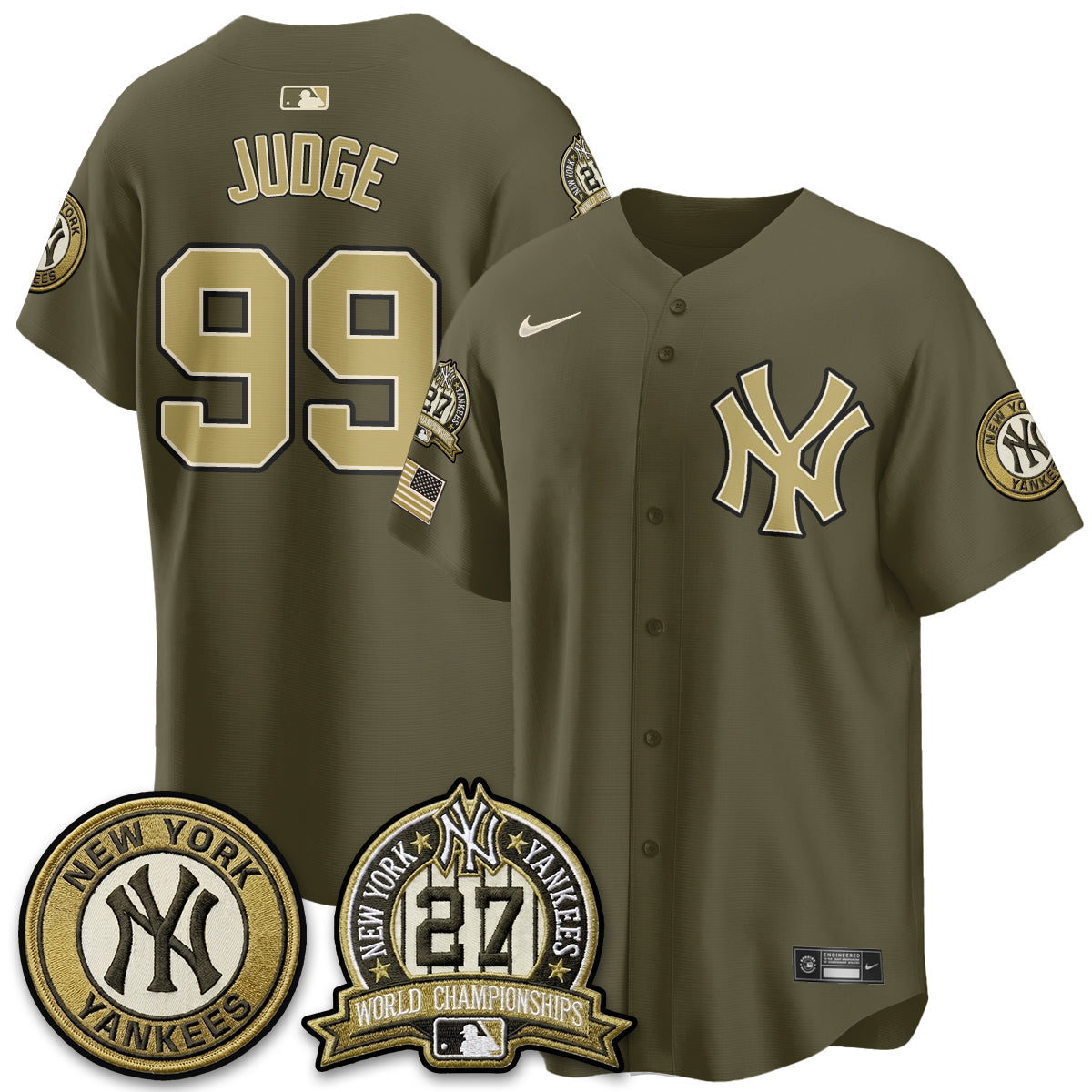 NYY New Era Olive 2026 Armed Forces Day Jersey -All Stitched