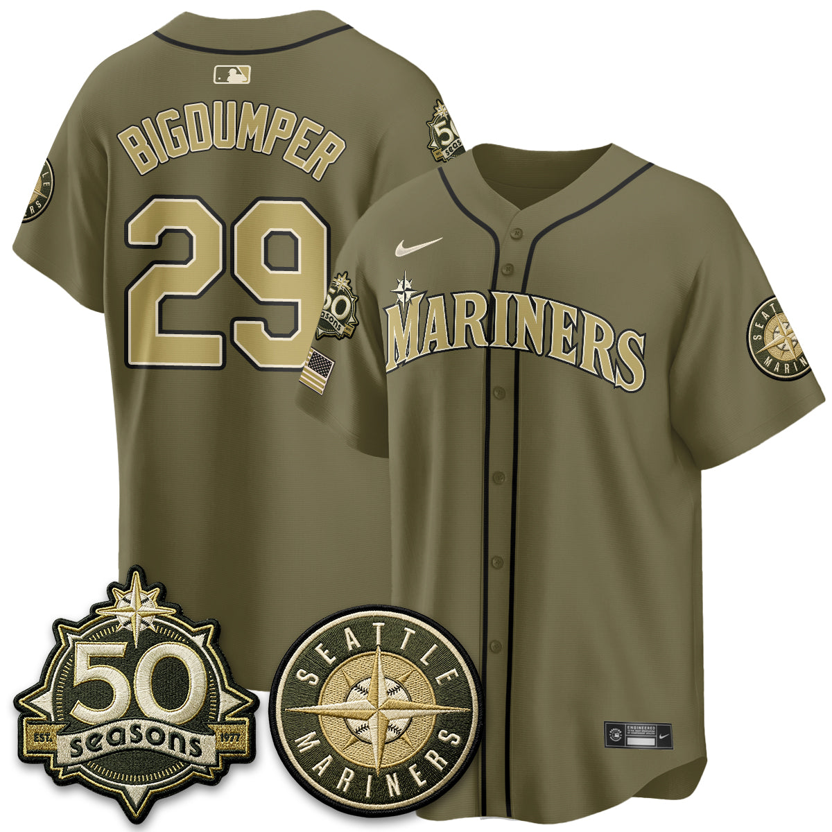 SEA New Era Olive 2026 Armed Forces Day Jersey - Stitched
