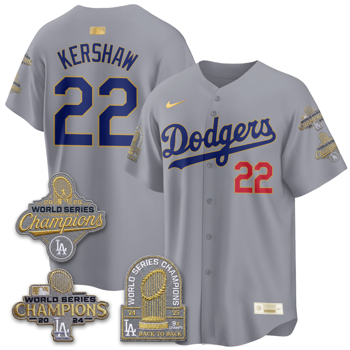 LAD Gold Collection Stadium Vapor Limited Jersey - Back to Back 9x Champs - Stitched