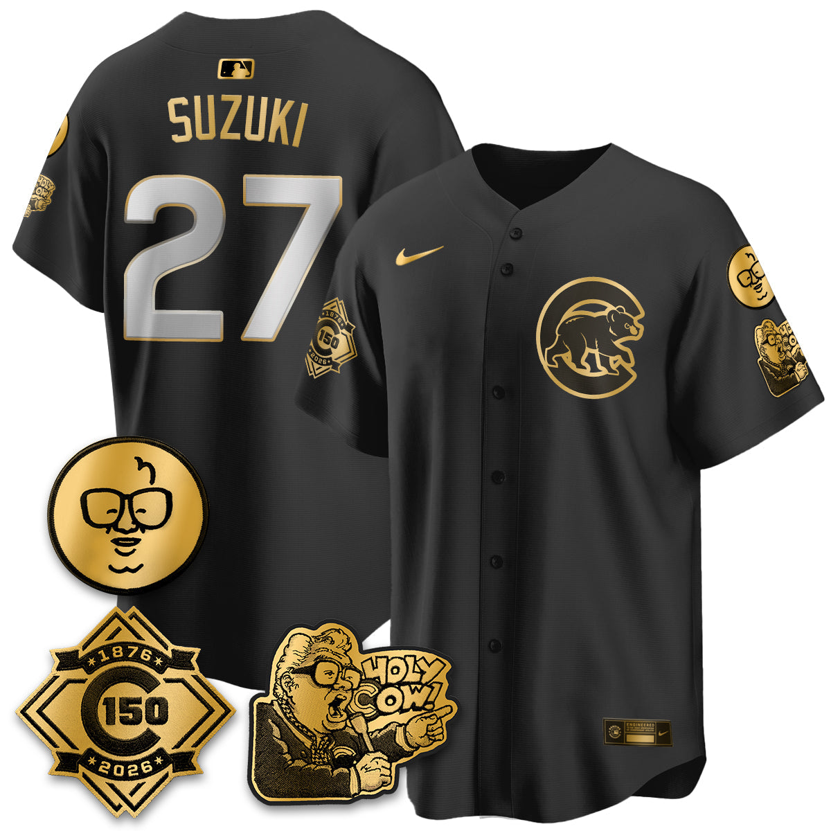 CHC 150th Anniversary Harry Caray Holy Cow Vapor Premier Limited Jersey - Stitched V3