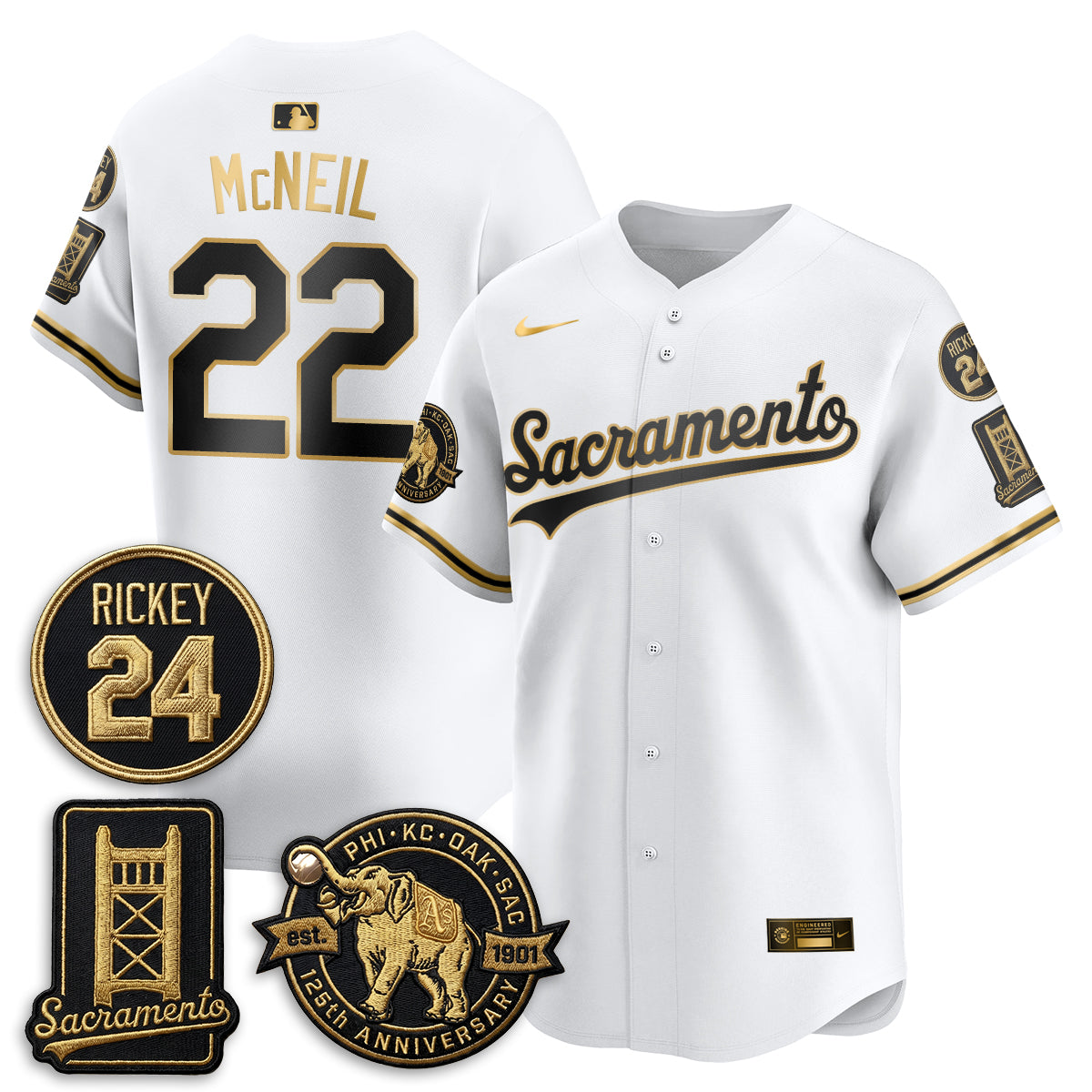OAK 2026 Alternate Sacramento 125 Years Limited Vapor Gold Edition Jersey - Stitched
