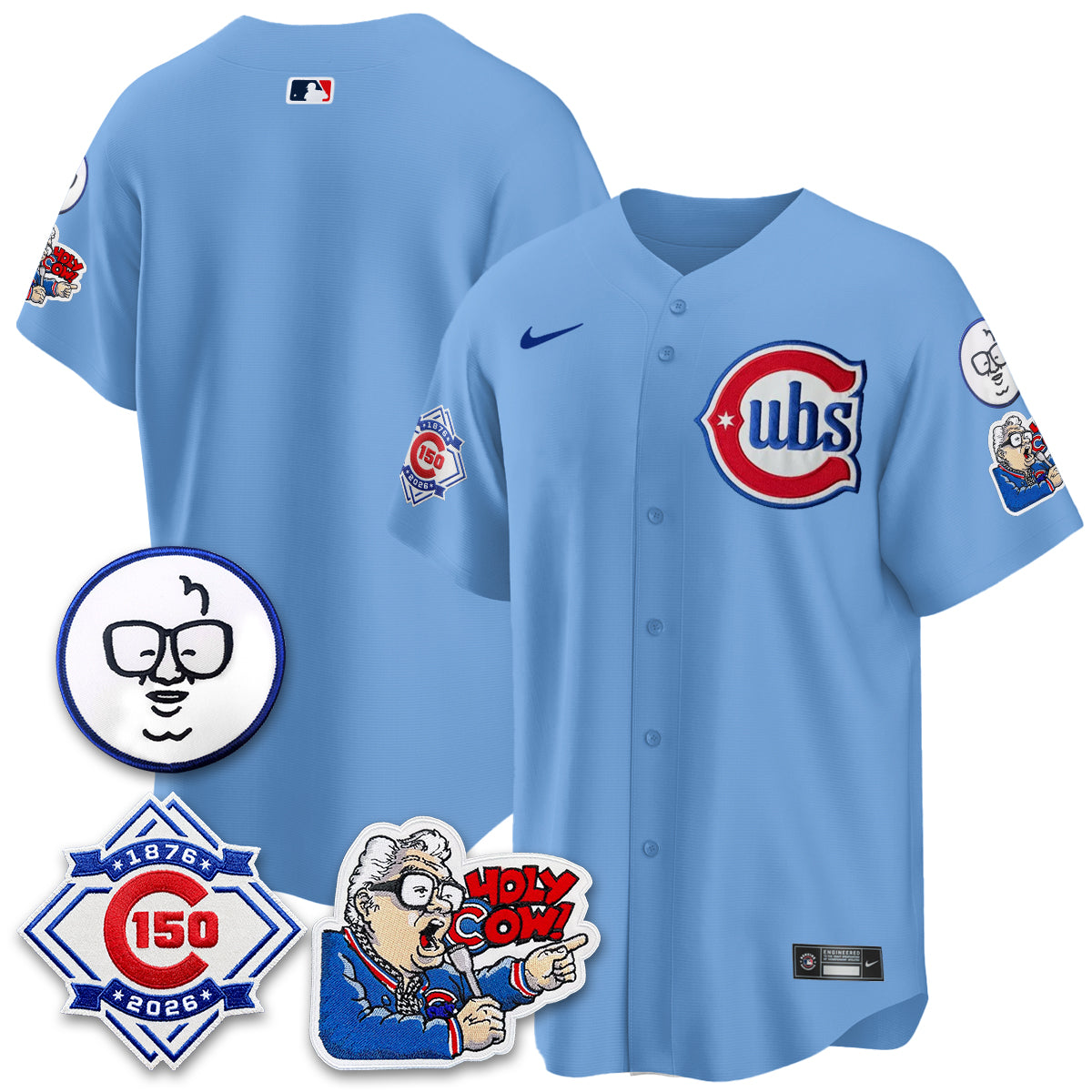 CHC 150th Anniversary Harry Caray Holy Cow Limited Blue Jersey - Stitched V2