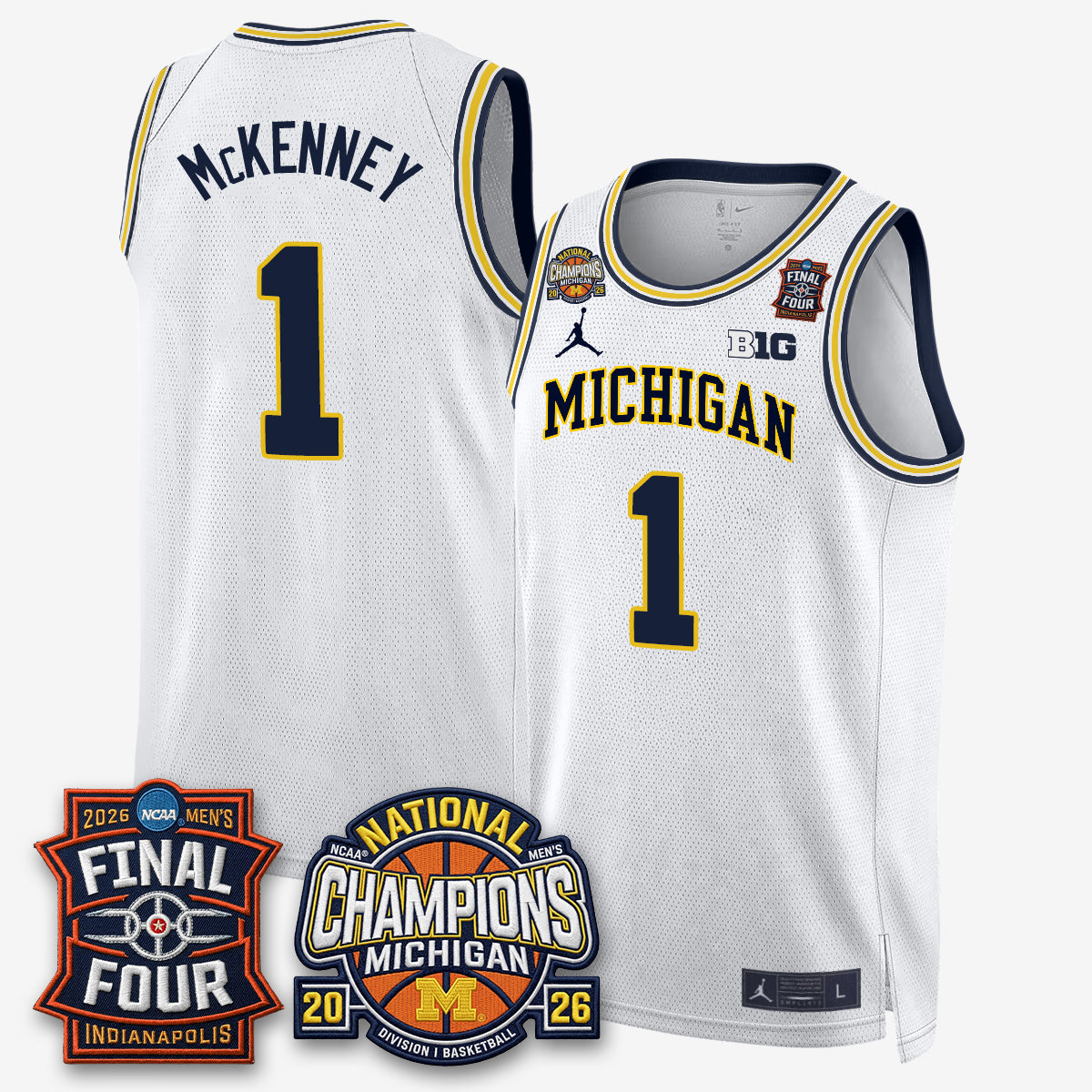 MICH Men's Basketball National Champions Big Text Limited Vapor Jersey - All Stitched