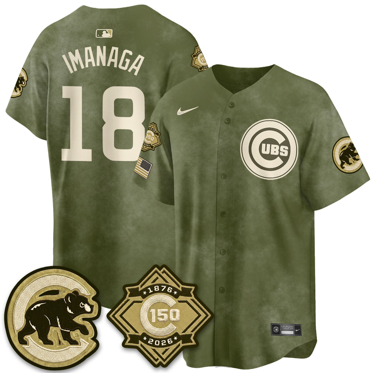 CHC New Era Olive 2026 Armed Forces Day Jersey -Stitched