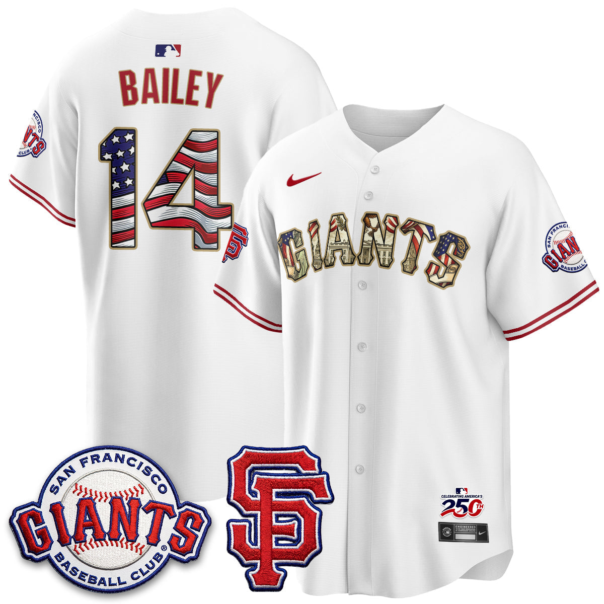 San Francisco Giants2026 Independence Day USA Jersey - Stitched
