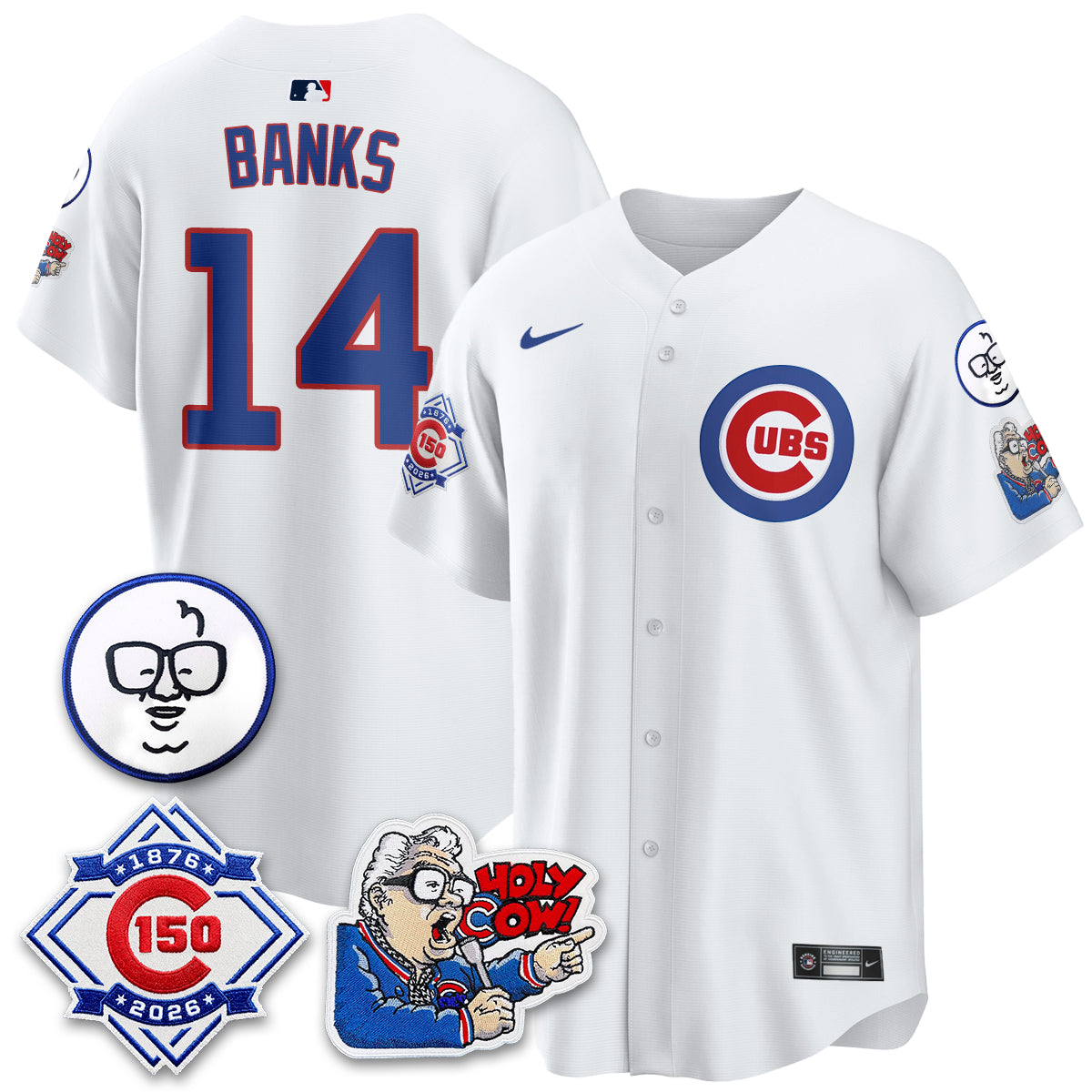 CHC 150th Anniversary Harry Caray Holy Cow Limited Navy Jersey - Stitched V2