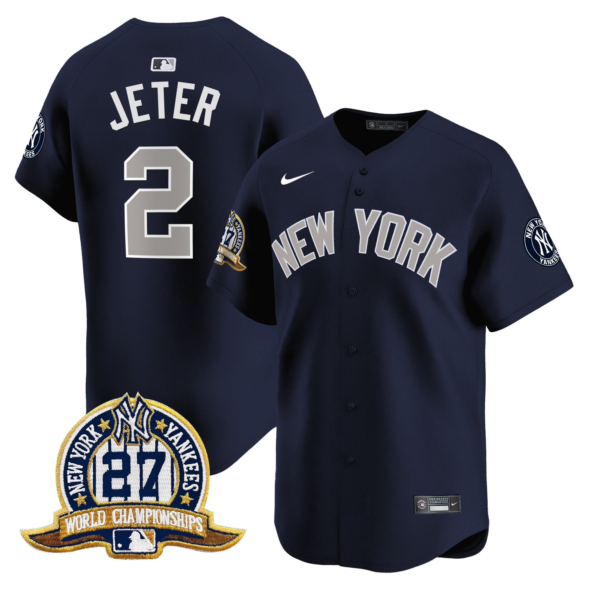 NYY 27 Time Champions Patch Vapor Premier Limited Jersey - Stitched