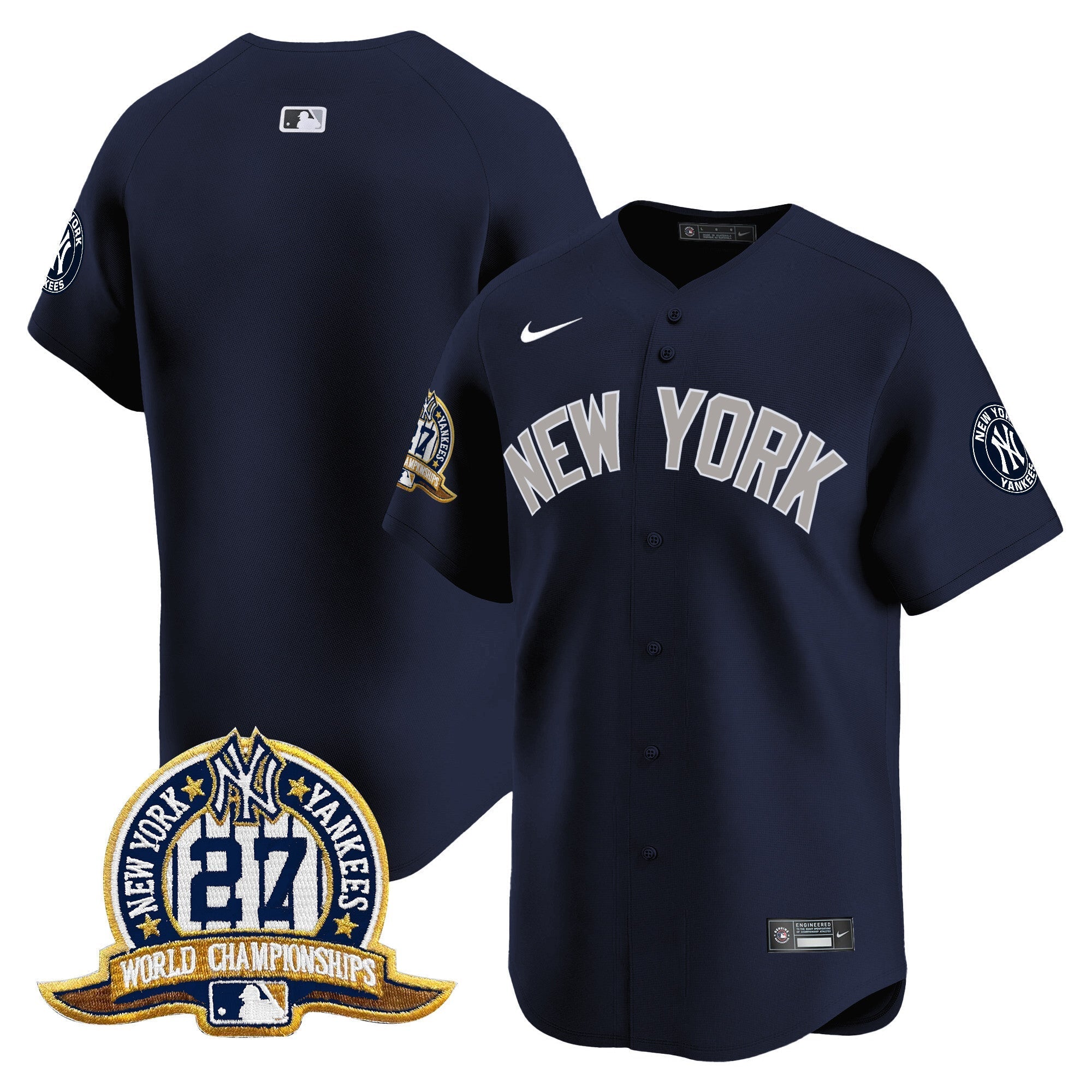 NYY 27 Time Champions Patch Vapor Premier Limited Jersey - Stitched
