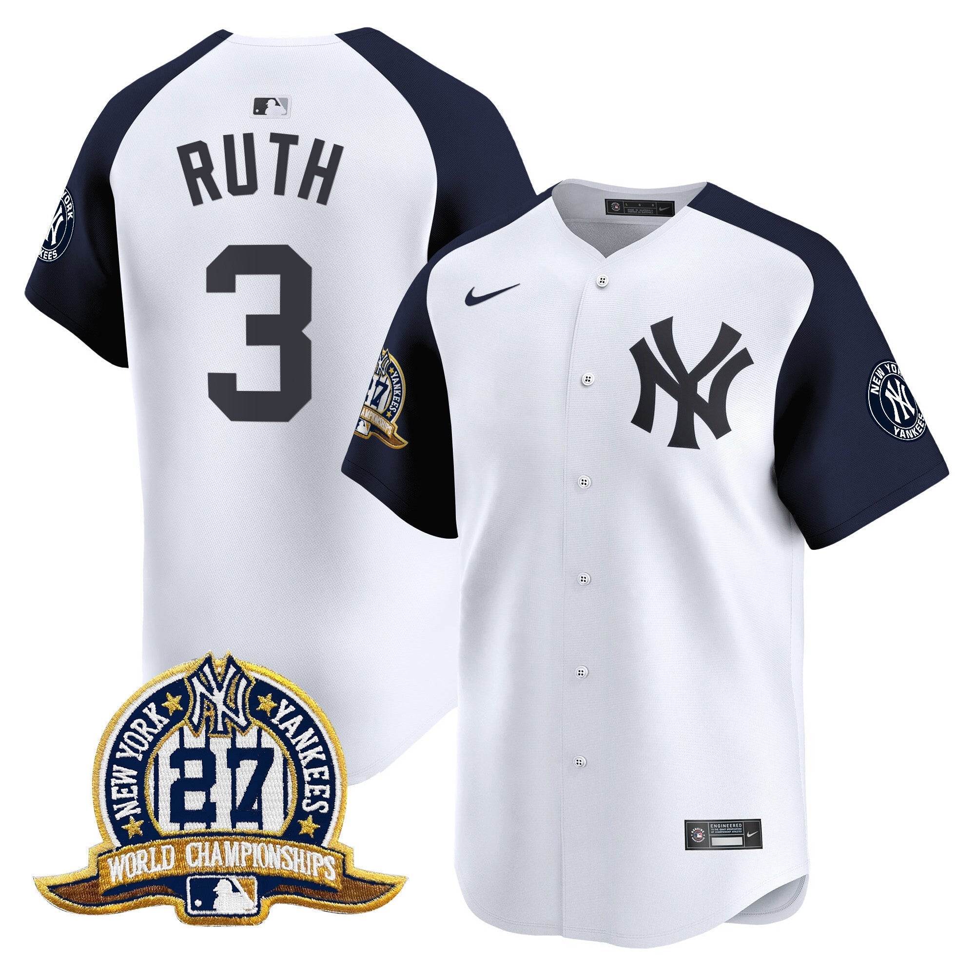NYY 27 Time Champions Patch Vapor Premier Limited Jersey - Stitched