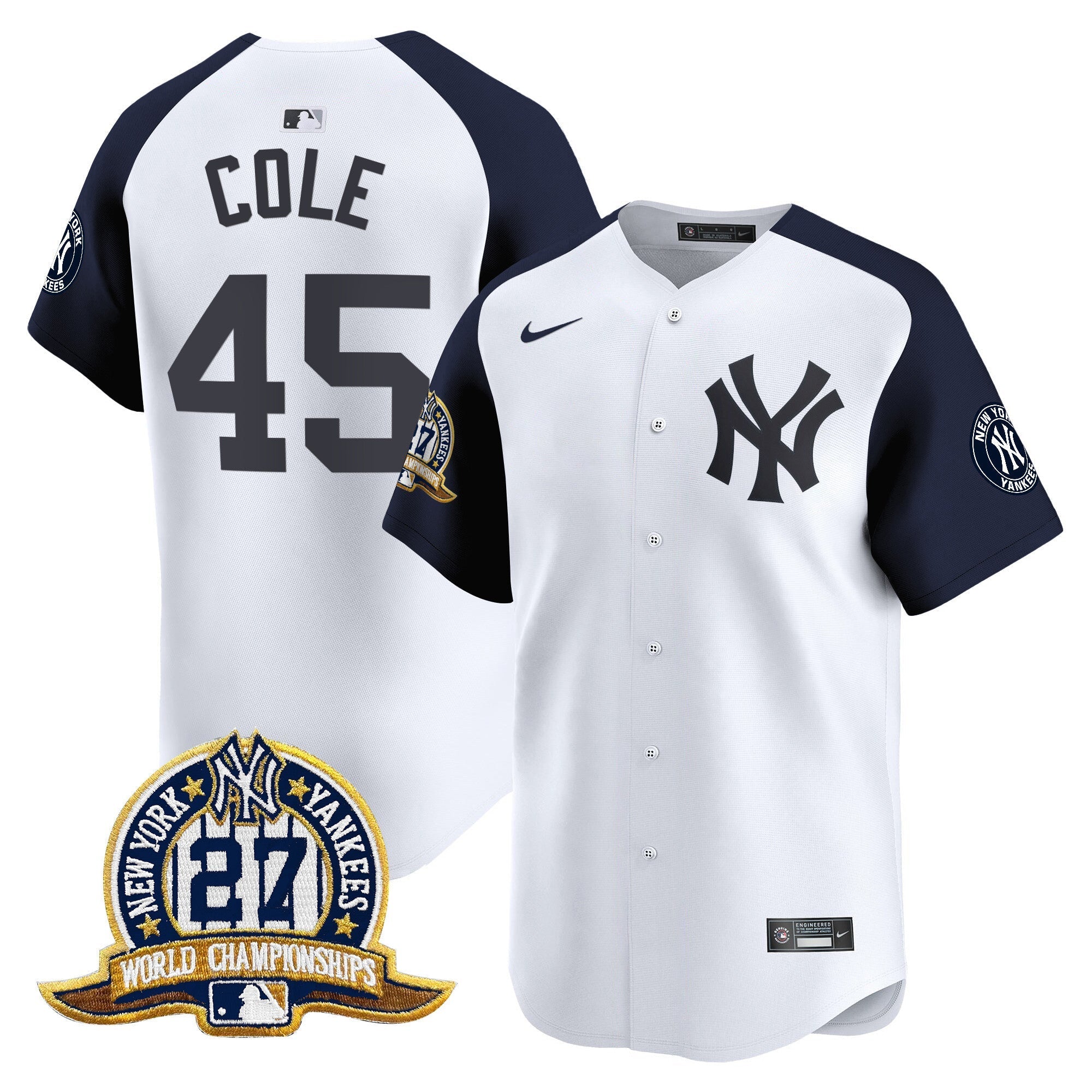 NYY 27 Time Champions Patch Vapor Premier Limited Jersey - Stitched