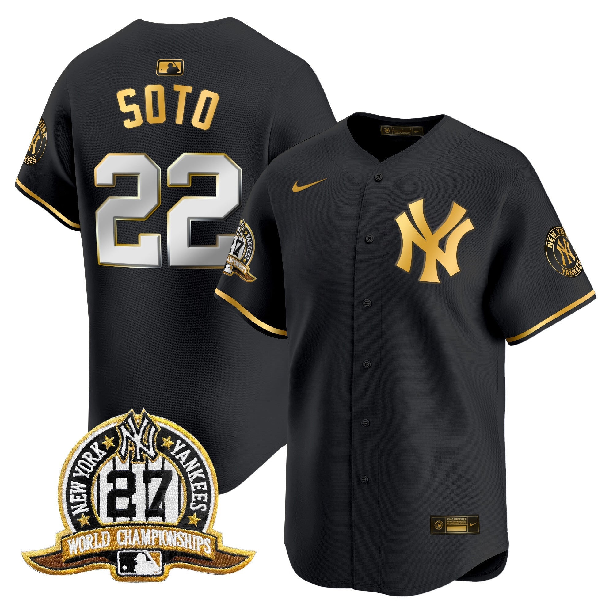NYY 27 Time Champions Patch Vapor Premier Limited Jersey - Stitched