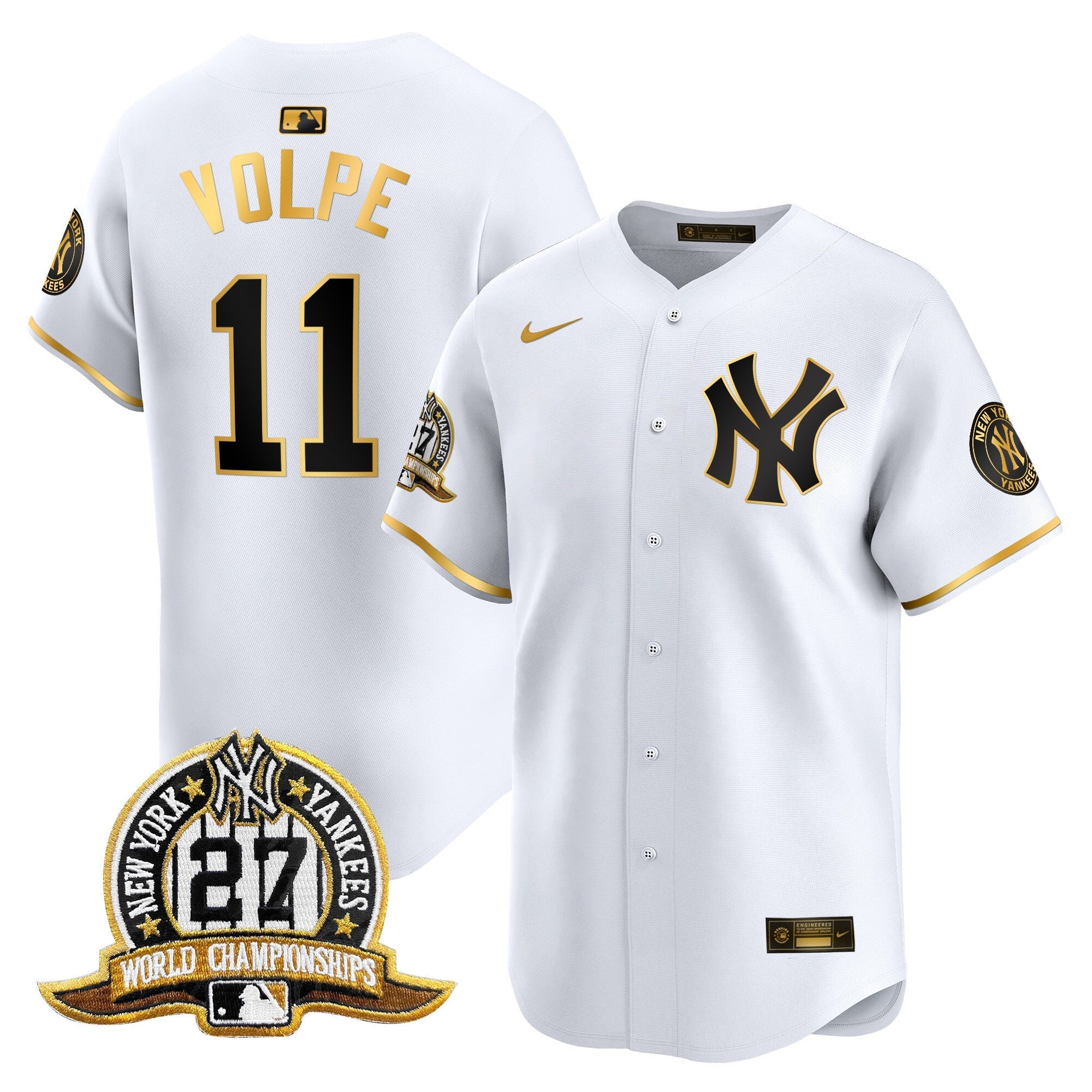 NYY 27 Time Champions Patch Vapor Premier Limited Jersey - Stitched