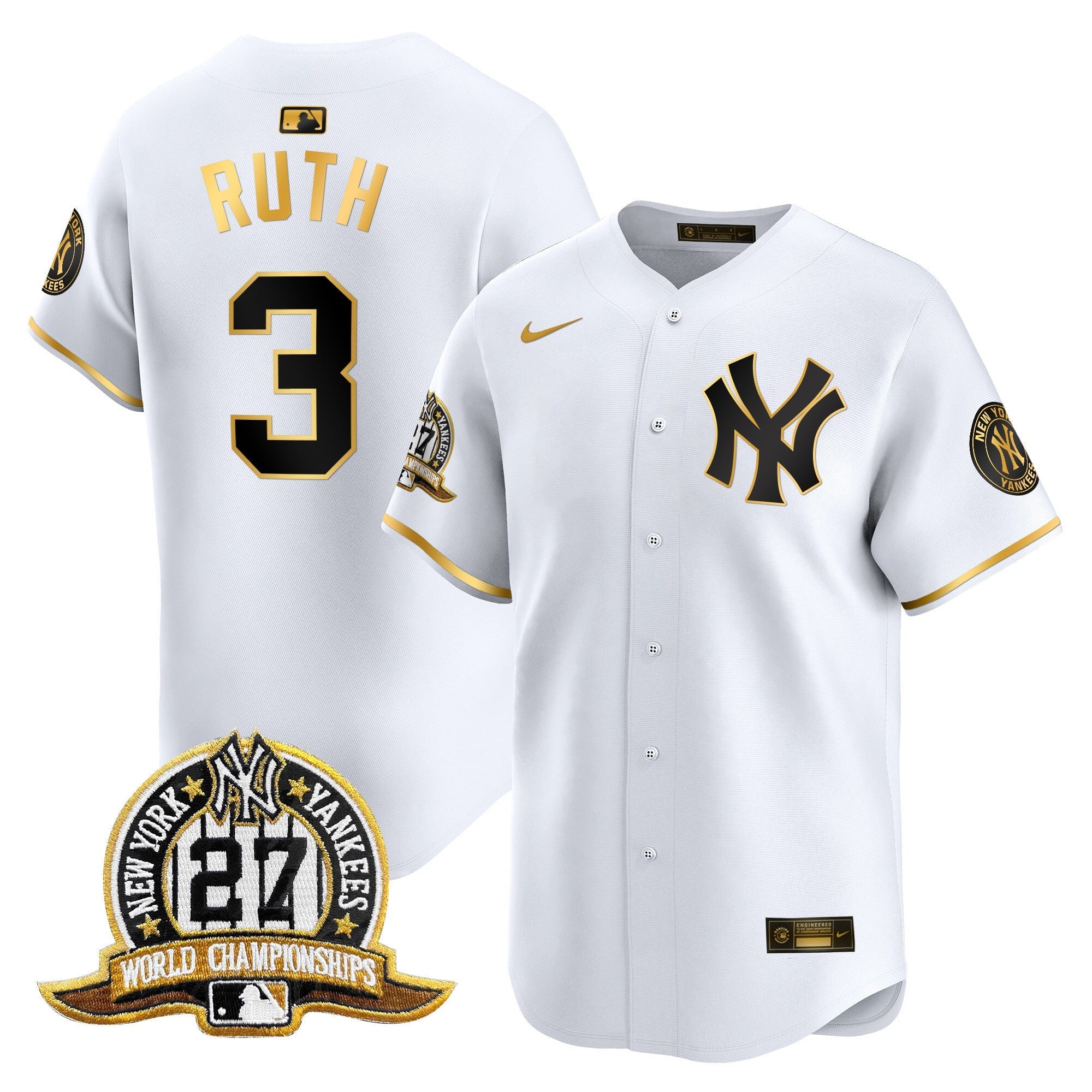 NYY 27 Time Champions Patch Vapor Premier Limited Jersey - Stitched