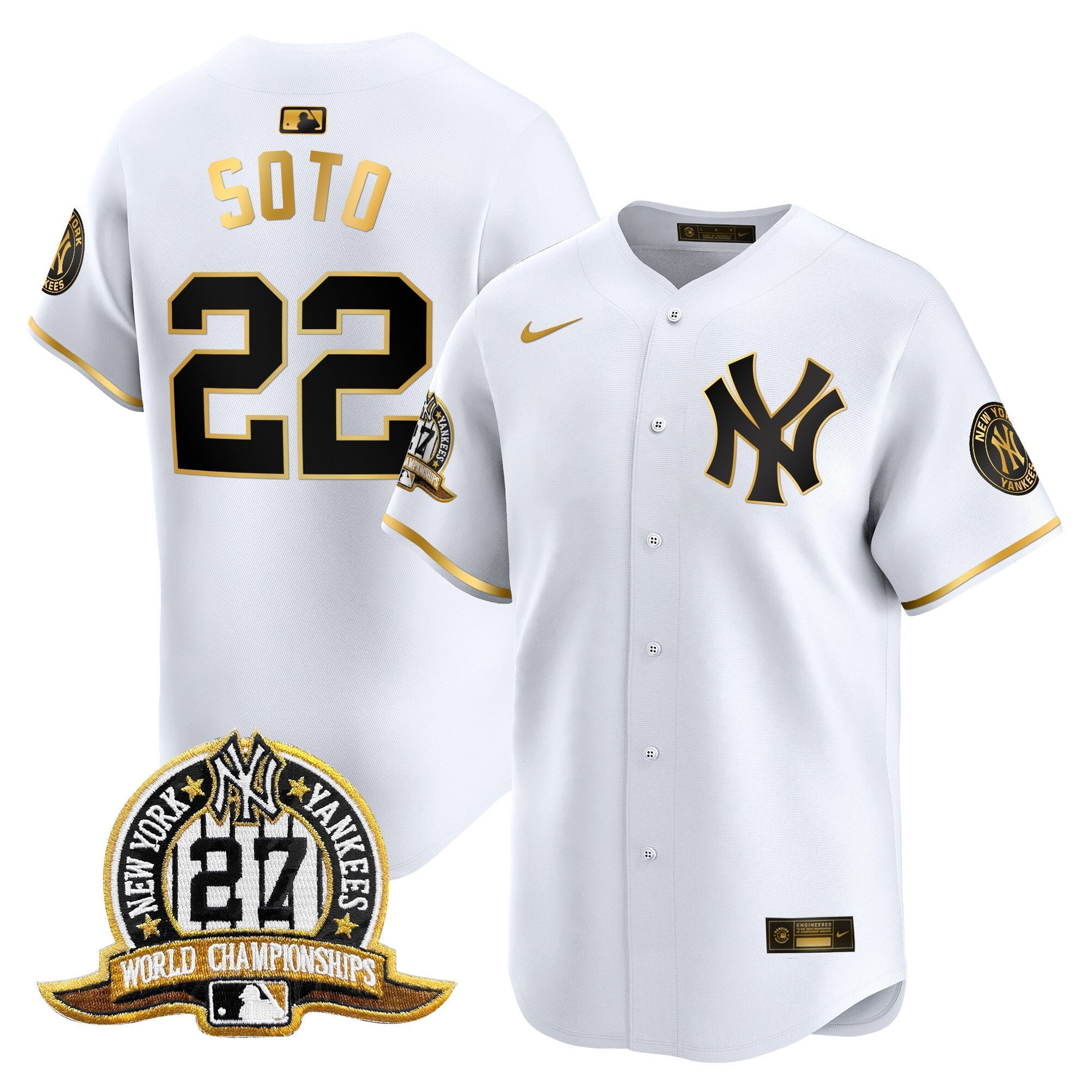 NYY 27 Time Champions Patch Vapor Premier Limited Jersey - Stitched